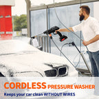 21V Cordless High Pressure Washer 60Bar Portable Wireless Cleaner with 2 Batteries Foam Cannon & Nozzles Handheld Washer for Car Garden Patio Outdoor Cleaning