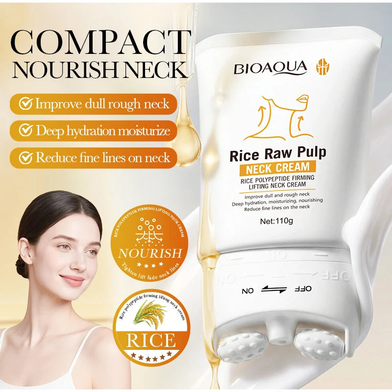 Korean Rice Raw Pulp Neck Cream Moisturizing Reduce Neck Lines Lightweight & Non-greasy Improve Dull Rough Daily Neck Care