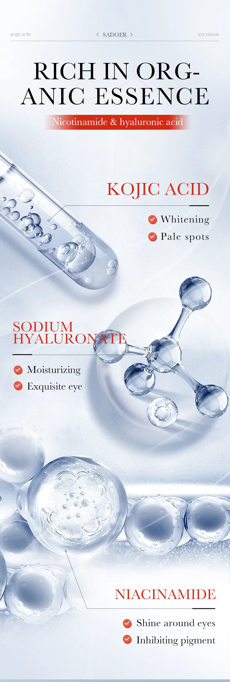 SADOER Kojic Acid Skin Care Sets Moisturizing Freckle Removing Face Cream Anti Dark Circles Eye Cream Travel Size Skin Care
