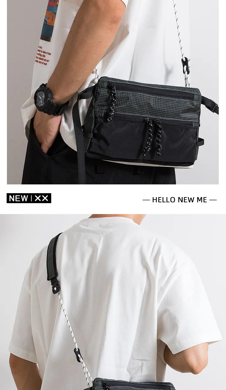 Outdoor Sports Crossbody Sling Bag Nylon Retro Waterproof Tear-Resistant for Cycling Running Hiking Outdoor Essentials