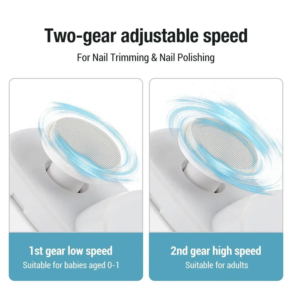 2 In 1 Electric Nail Trimmer Anti Splash Design Baby Adult Finger Toe Nail Clipper Manicure Pedicure Tools For Thick Nails