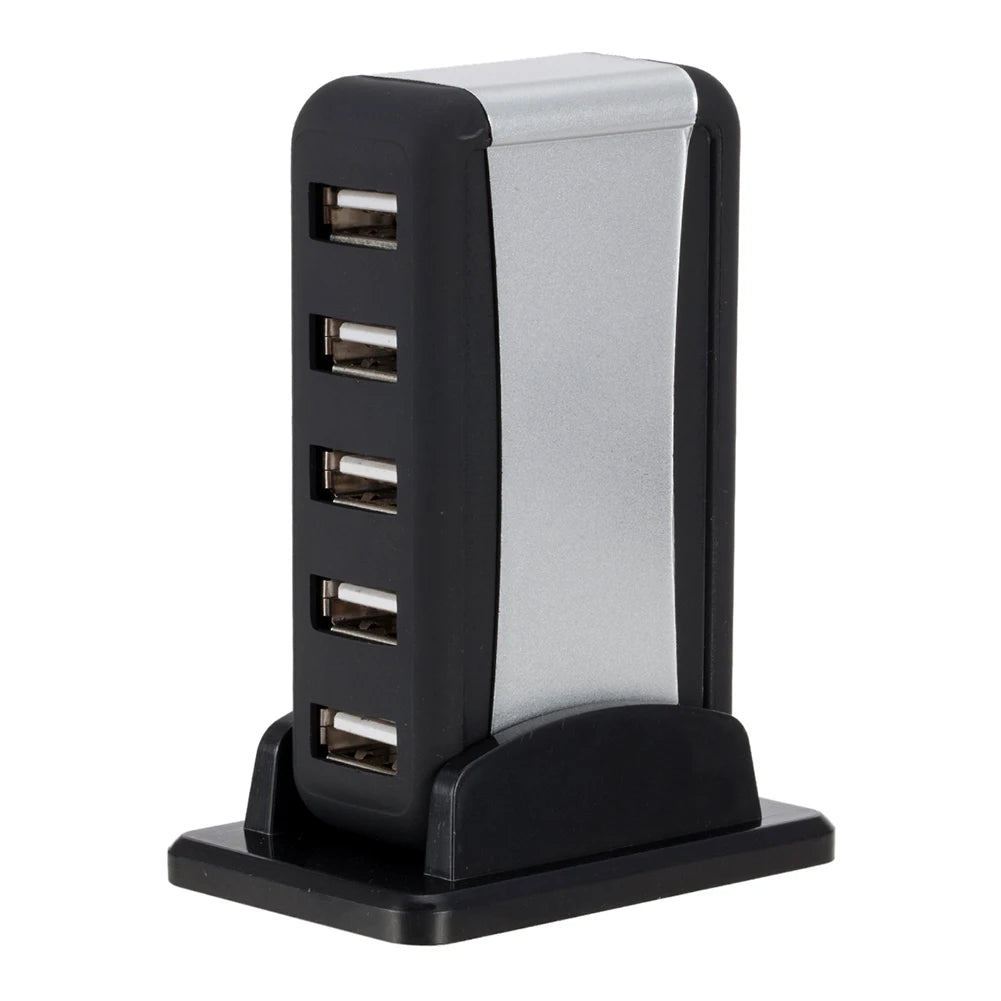 EU/US Plug USB Hub 7 Ports Splitter USB 2.0 Plug and Play Support 1.5/12/480Mbps with Power Adapter for PC Computer and Laptop