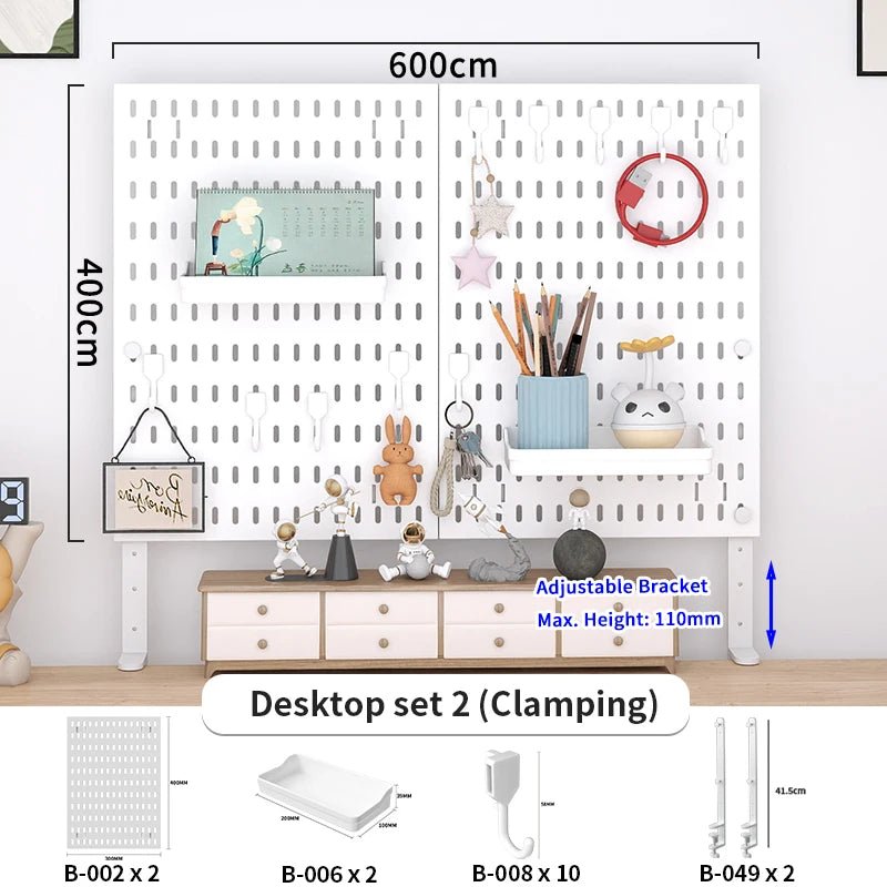 Home & Office Desktop Pegboard: Height-Adjustable Standing Storage Rack for Supplies, Also for Decorative Figurine Display - Nexvibe