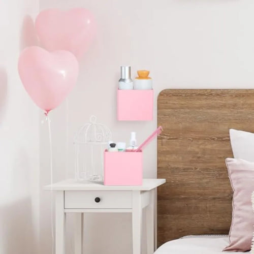2 Pcs Wall Mounted Organizer Non-drilling Adhesive Floating Shelf Wall Bin Organizer Hanging Storage Containers for Bedroom Bat