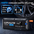 4 In 1 Car Jump Starter with LED Lighting 4000A Portable Car Battery Charger Power Bank Tire Inflator Pump 160PSI Air Compressor