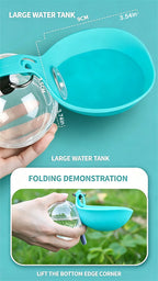 Portable Foldable Pet Water Bottle, Leak-Proof Outdoor Dog and Cat Drinking Bowl, with Lanyard and Hook, Compact, Pet Feeder