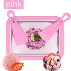 Household Ice Cream Maker Pan with 1 Scraper Instant Rolled Ice Cream Maker DIY Sorbet Frozen Yogurt Maker Ice Stir Fry Machine