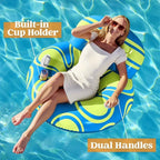 Joyfy Inflatable Pool Float Lounger River Tube Floating Chair Sofa with Big Backrest Handle Cup Holder Pool Summer Party Toys