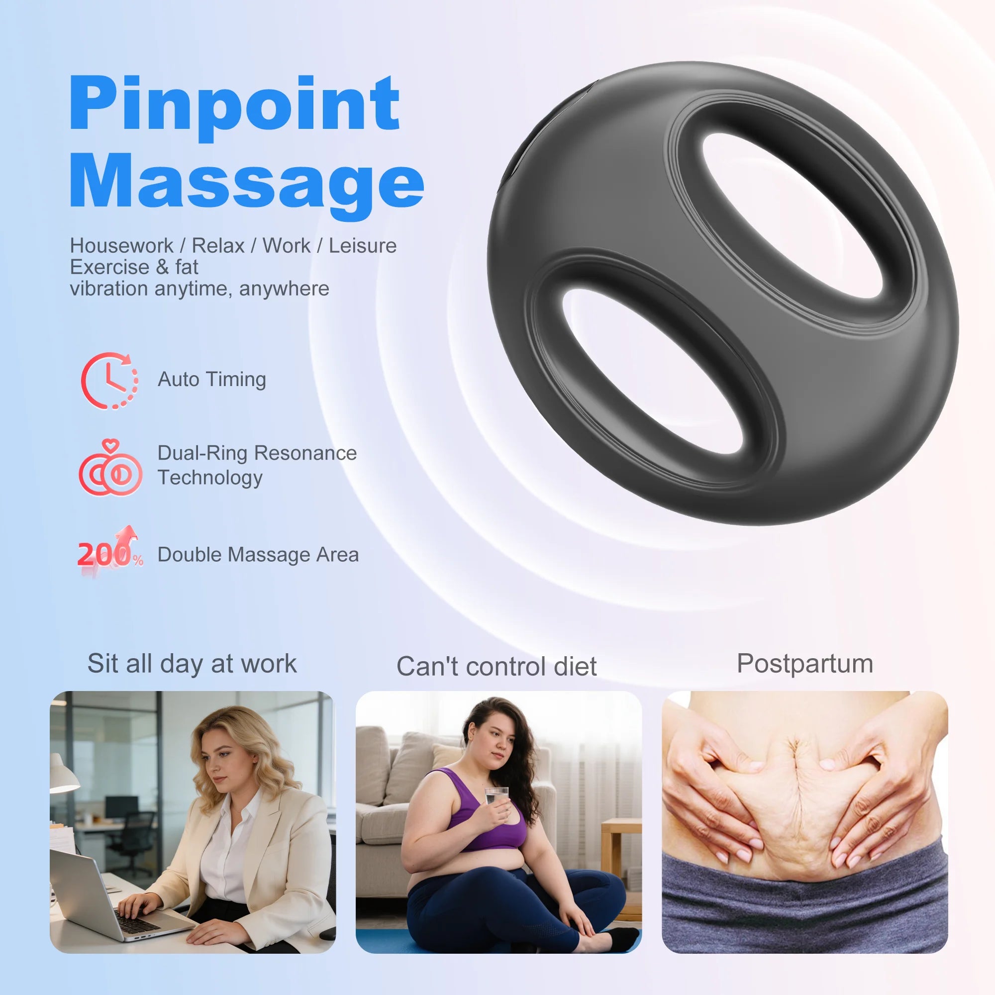 Portable Mini Fascia Ring Massager, Bionic High Frequency Vibration, Comfortable Multifunctional Muscle Massage Tool for Deep Tissue Relief