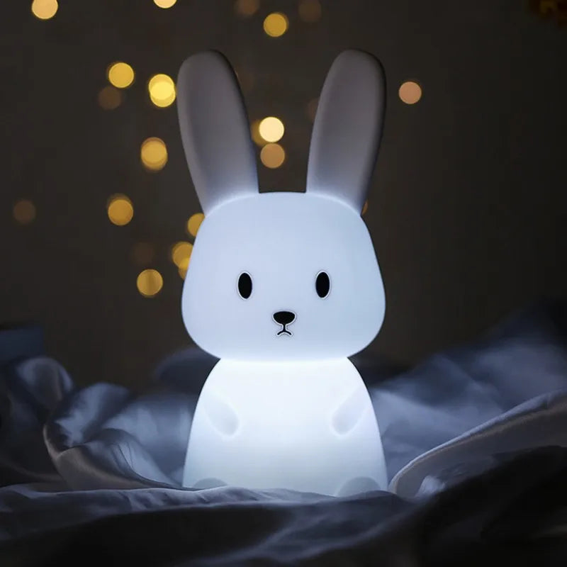 LED Night Light Silicone Rabbit Touch Sensor Lamp Cute Animal Light Bedroom Decor Gift For Kid Baby Child Table Lamp Home Decor