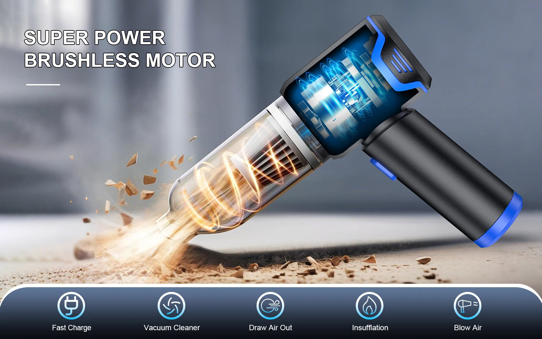 Portable Wireless Car Vacuum Cleaner 12000PA Wireless Vacuum Cleaner Dual Use for Home and Car High Powerful Vacuum Cleaner