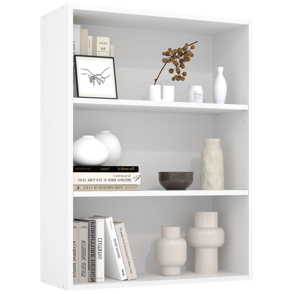MCQ Wooden 3 Tiers Bookshelf Storage 31.5 Inch Tall Standing Display Bookshelf Sturdy Structure Graduated Shelves for Home