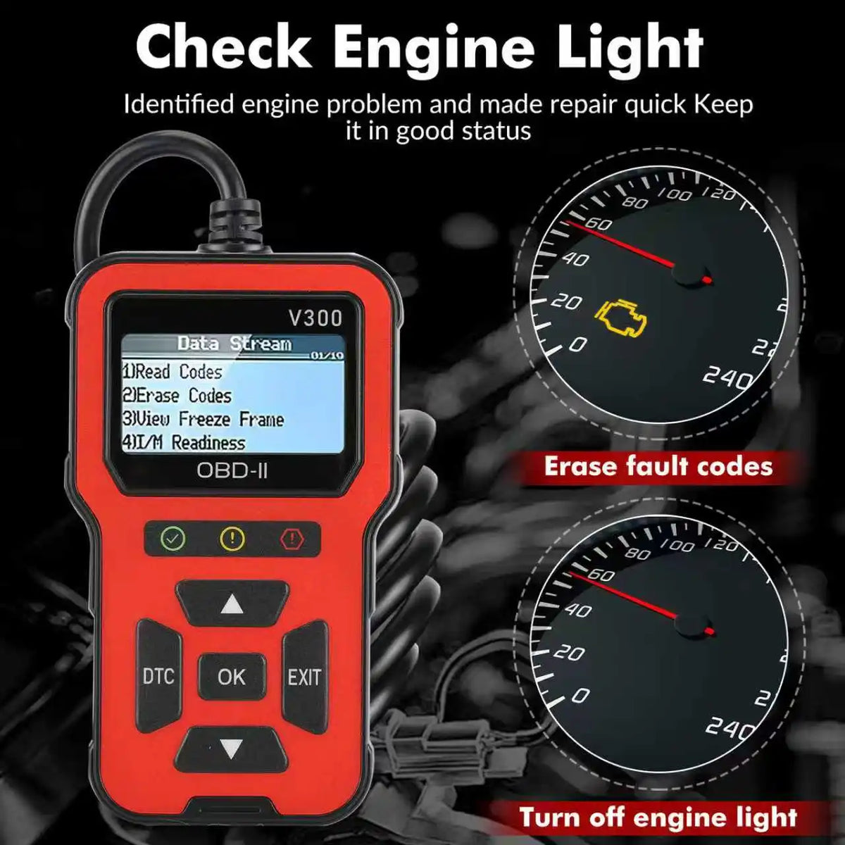V300 OBD Scanner Car Diagnostic Tool with Color Screen Auto Scanner for Cars Code Reader Check Engine Light Fix OBD2 Scanner