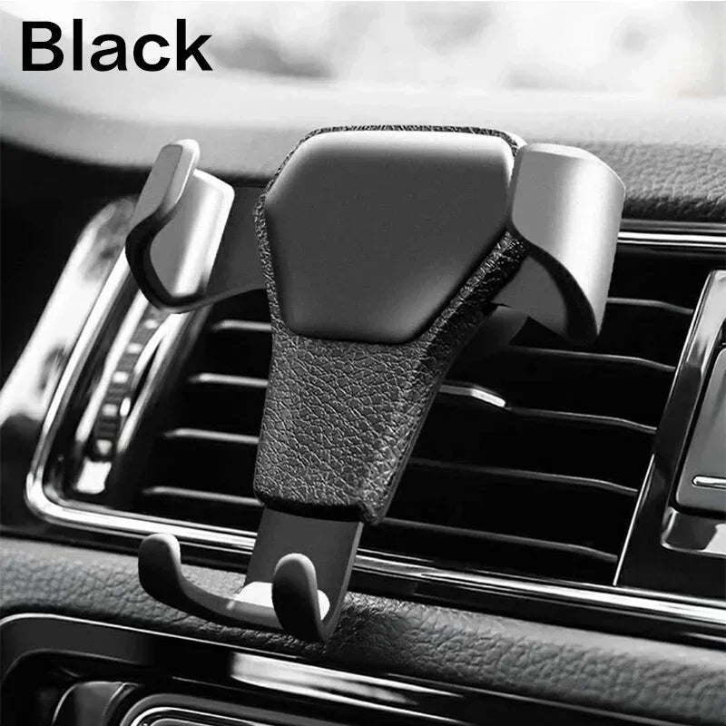 Heavy Duty Gravity Car Phone Mount Air Vent Clip Universal Shockproof Anti Shake Mobile Phone Holder One Hand Quick Pick Place Strong Grip Cradle Stand For Samsung Android Smartphone 360 Rotation Adjustable Easy Installation