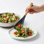Silicone Salad Spatula with Wooden Handle - Heat Resistant Non-Stick Kitchen Turner for Salad, Cooking&Baking, Food-Safe&Durable
