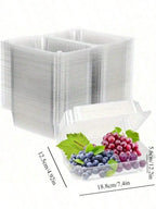 50 Pcs Disposable Clear Plastic Food Containers - Thickened Stackable Rectangular Takeout Boxes for Restaurant Catering Home Use