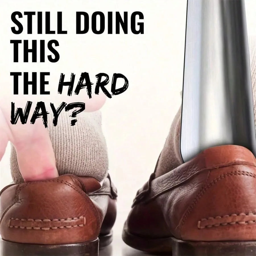 Long Handle Shoe Horn Set of 2, 13 & 16 Inch, High Quality Metal with Ergonomic Handle, Makes Putting on Shoes Effortless