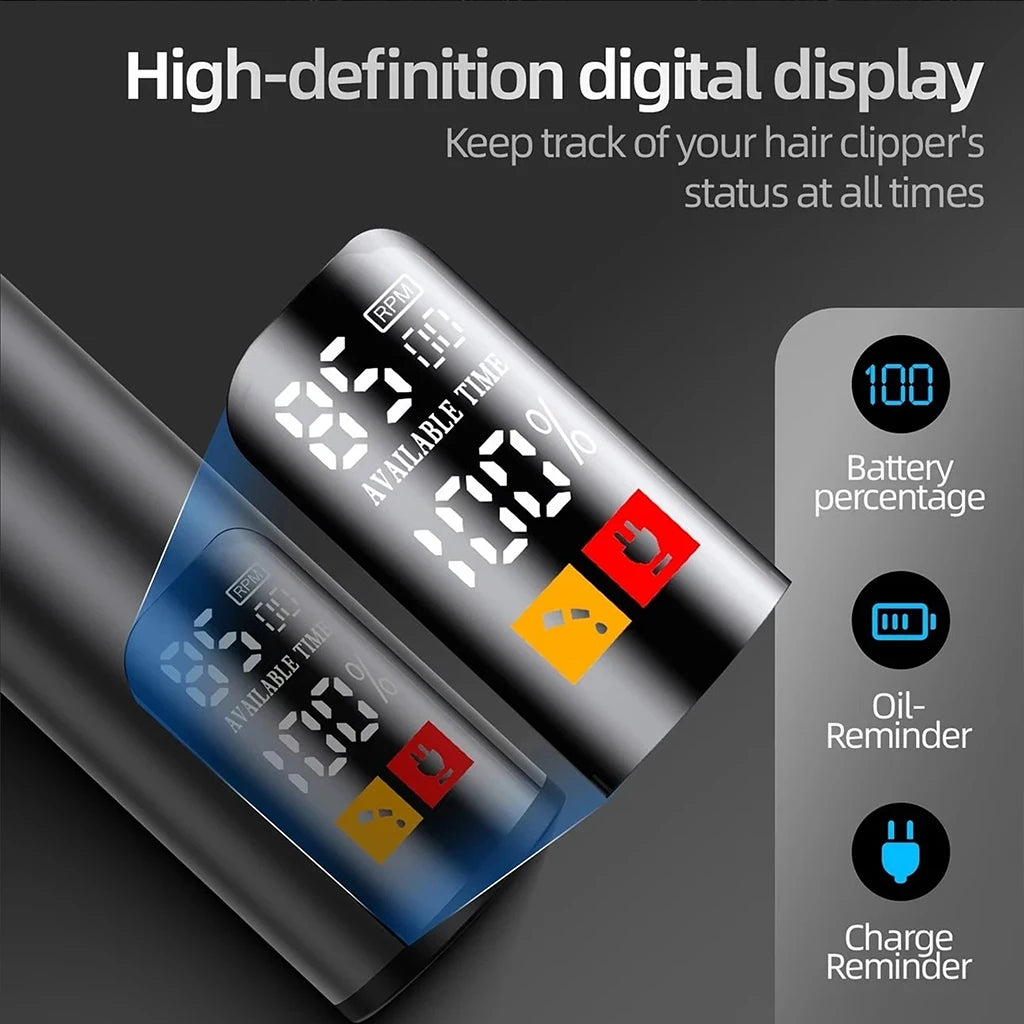 Cordless Hair Clipper with LED Display, Rechargeable Electric Trimmer for Men, USB Charging Beard Trimmer,Professional Barber & Home Use