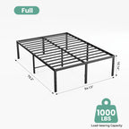 JHK Metal Platform 16IN Tall Basic Bed Frame Sturdy Steel Heavy Duty with Storage Space Bedroom Frames Slat Support For Home