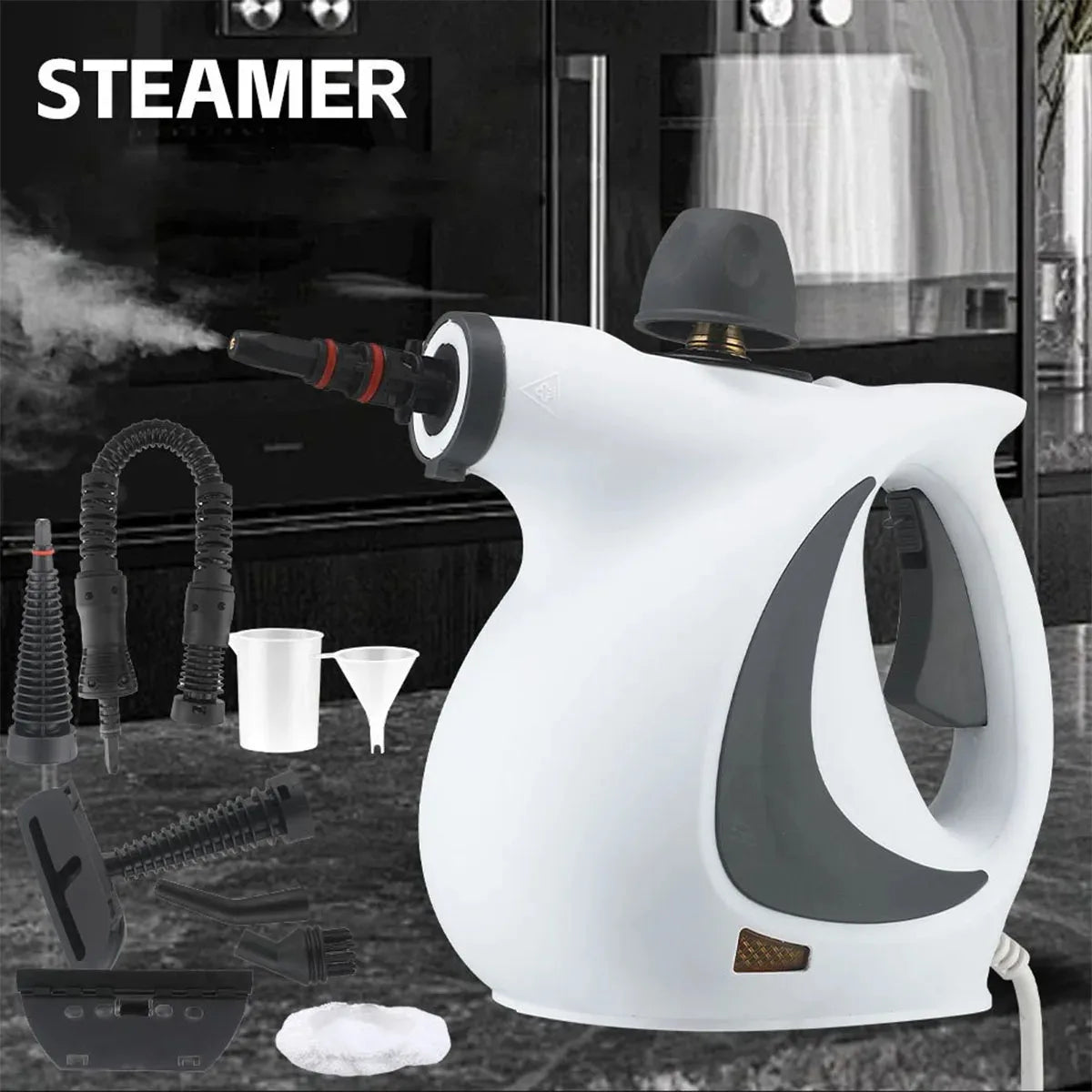 High Temperature Handheld Steam Cleaner 9 Piece Set, 350ML Portable Steamer For Kitchen Bathroom Car Tile And Grout Cleaning