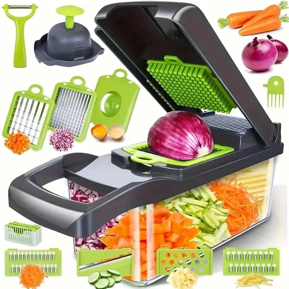 16-In-1 Vegetable Fruit Kitchen Chopper Cutter Food Onion Veggie Dicer Slicer