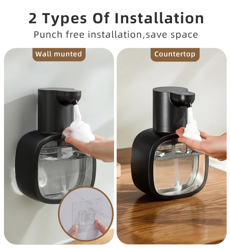 Automatic sensor soap dispenser, foam hand washing device, portable soap bottle, 500ml soap distribution device, in bathroom