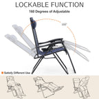 JHK Portable Zero Gravity Recliner Chairs Set of 2 Outdoor Garden Folding Lounge Chair with Cup Holder Trays Adjustable Pillow