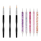 5/20Pcs Nail Art Brush Design Tip Painting Drawing Carving Dotting Pen FlatFan Liner Acrylic Gel UV Polish Manicure Tools