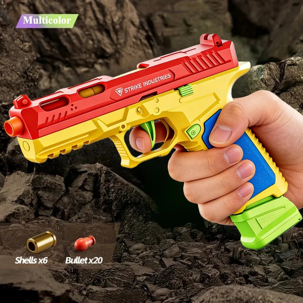 SIG17/USP Building Block Toy Gun Shell Throwing Continuous Firing Airsoft Blowback Empty Hanging Toy Pistol for Outdoor CS Game