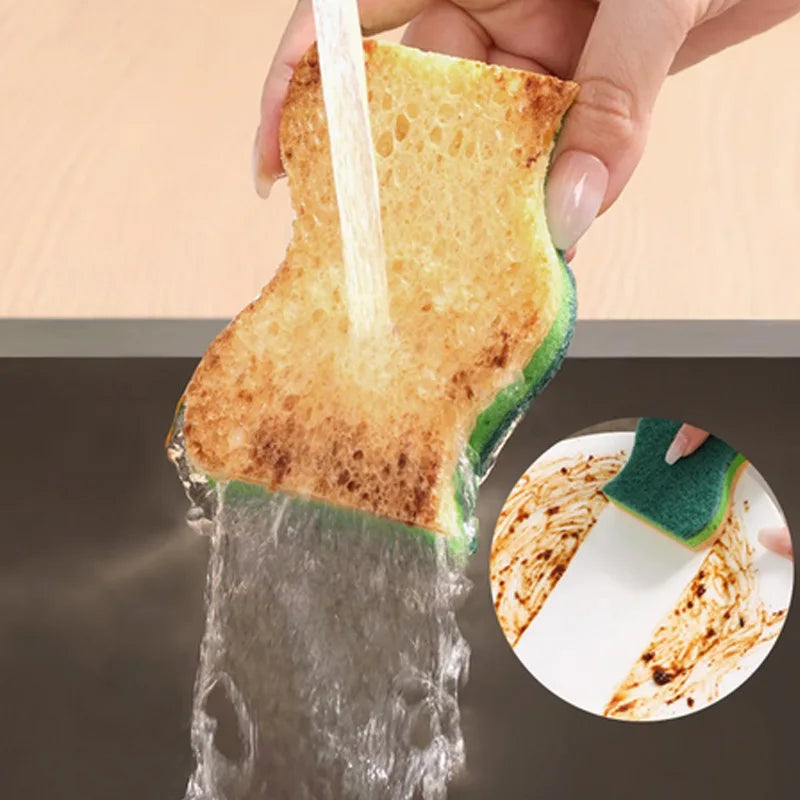 10-Pack Multi-Layer Kitchen Sponge Scrub: Oil-Stain Removal Tool for Pans & Tableware Cleaning