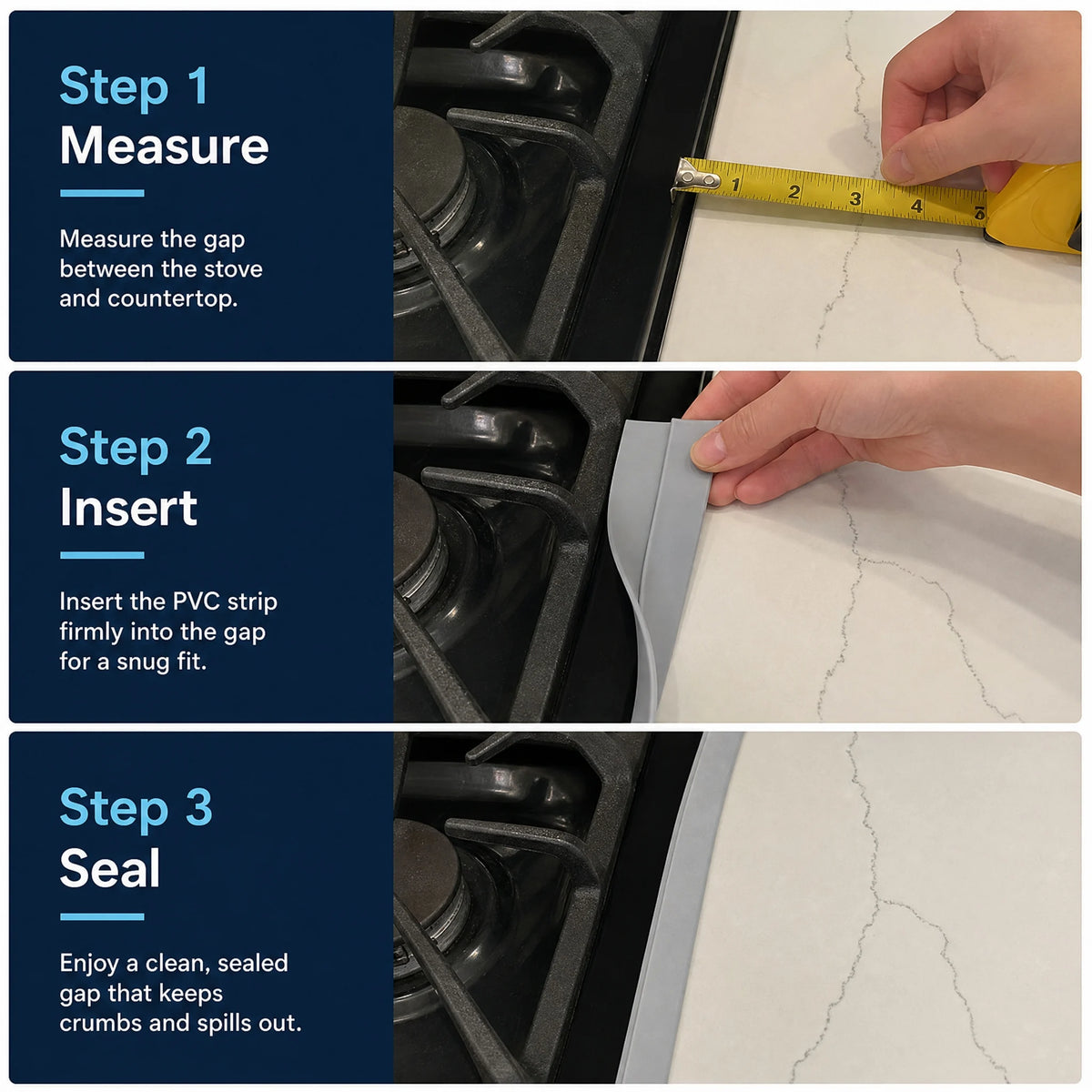 2PCS Kitchen Stove Gap Cover, PVC Self-Adhesive T-Shaped Seal Strip Oil Proof, for Countertop Sink Cabinet Gap Filler, Grey