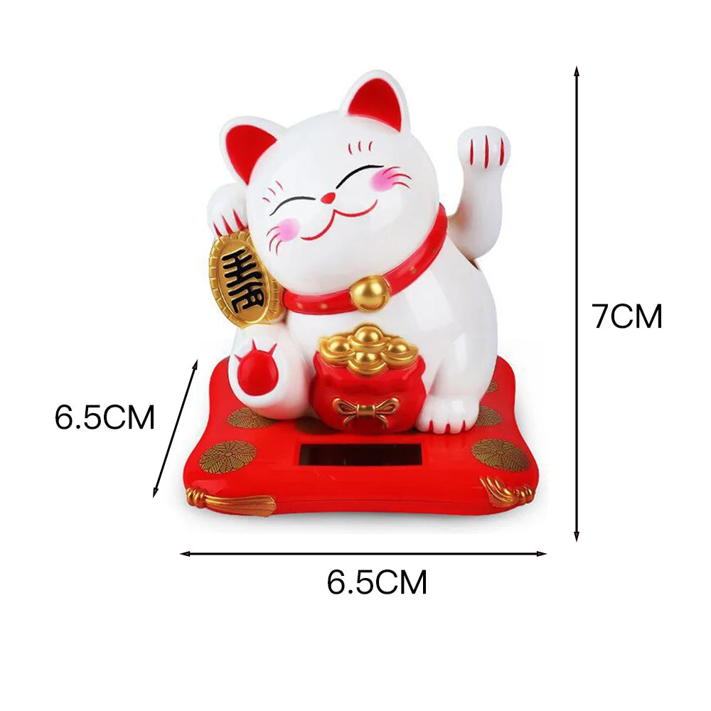2.5 Inch Lucky Cat Ornaments Cute Solar Power Desk Cat Decoration Works Well Lucky Cat Car Ornaments Durable Home Decoration