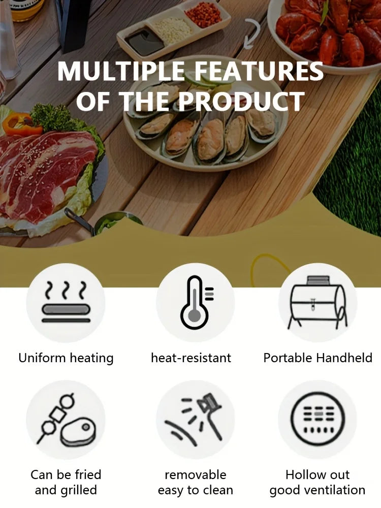 Zoe Cast Iron Oven Fireplace Charcoal And Alcohol Stove Barbecue Family Outdoor Picnic Water Tea Boiling Stove Garden Camping