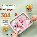 Household Ice Cream Maker Pan with 1 Scraper Instant Rolled Ice Cream Maker DIY Sorbet Frozen Yogurt Maker Ice Stir Fry Machine