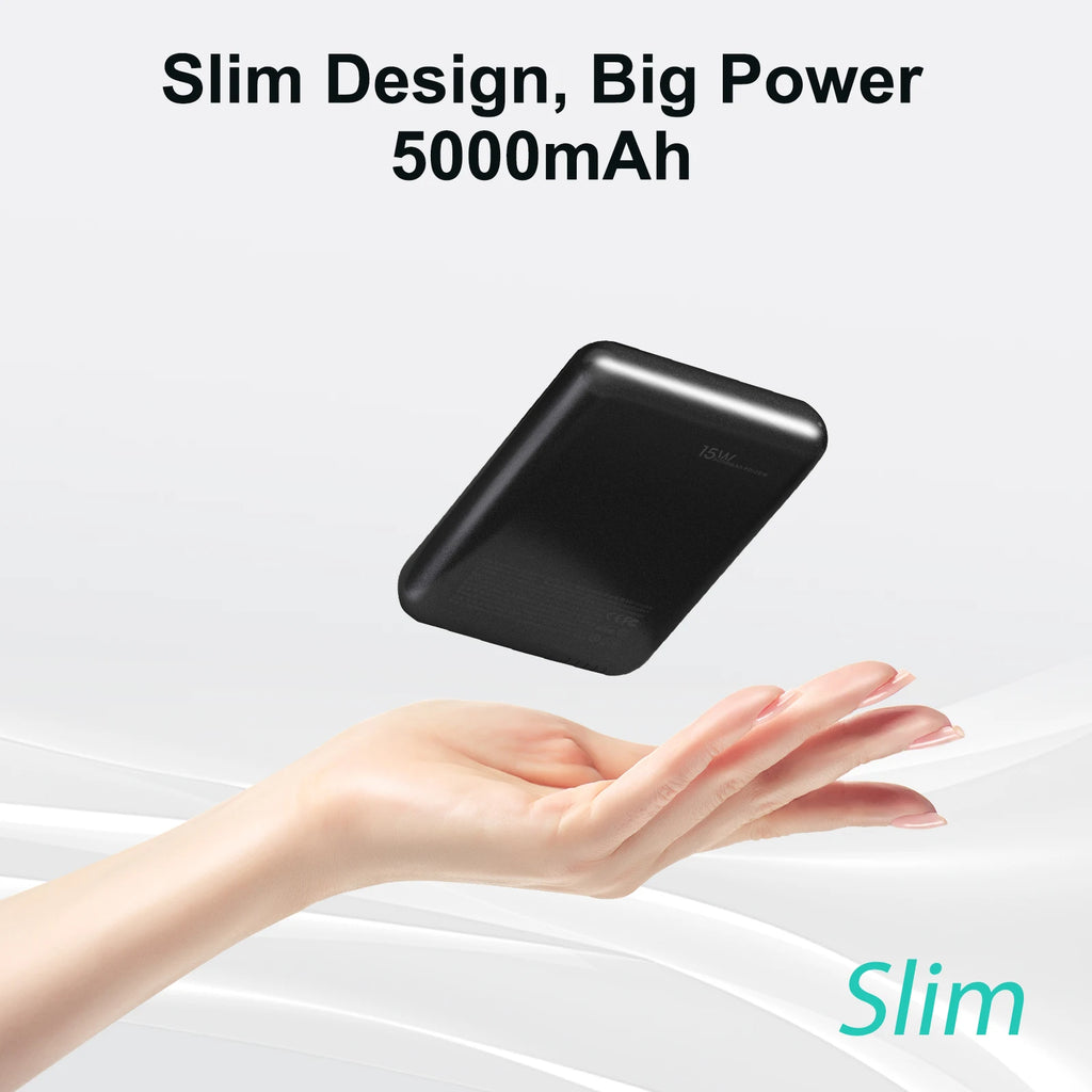 Magnetic Power Bank Portable 5000mAh Wireless Charger 20W With USB-C Cable For IPhone 16/15/14/13/12 Pro/Pro Max/Plus/Mini