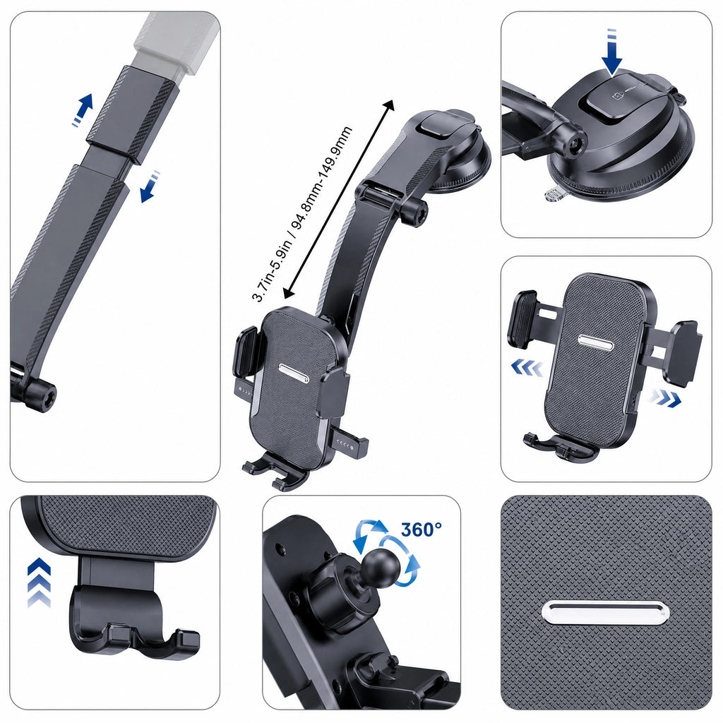 Car Phone Holder – Nano Flexible Silicone, 360° Rotation, Doesn't Block Screen, Compatible with iPhone Series for iPhone 17