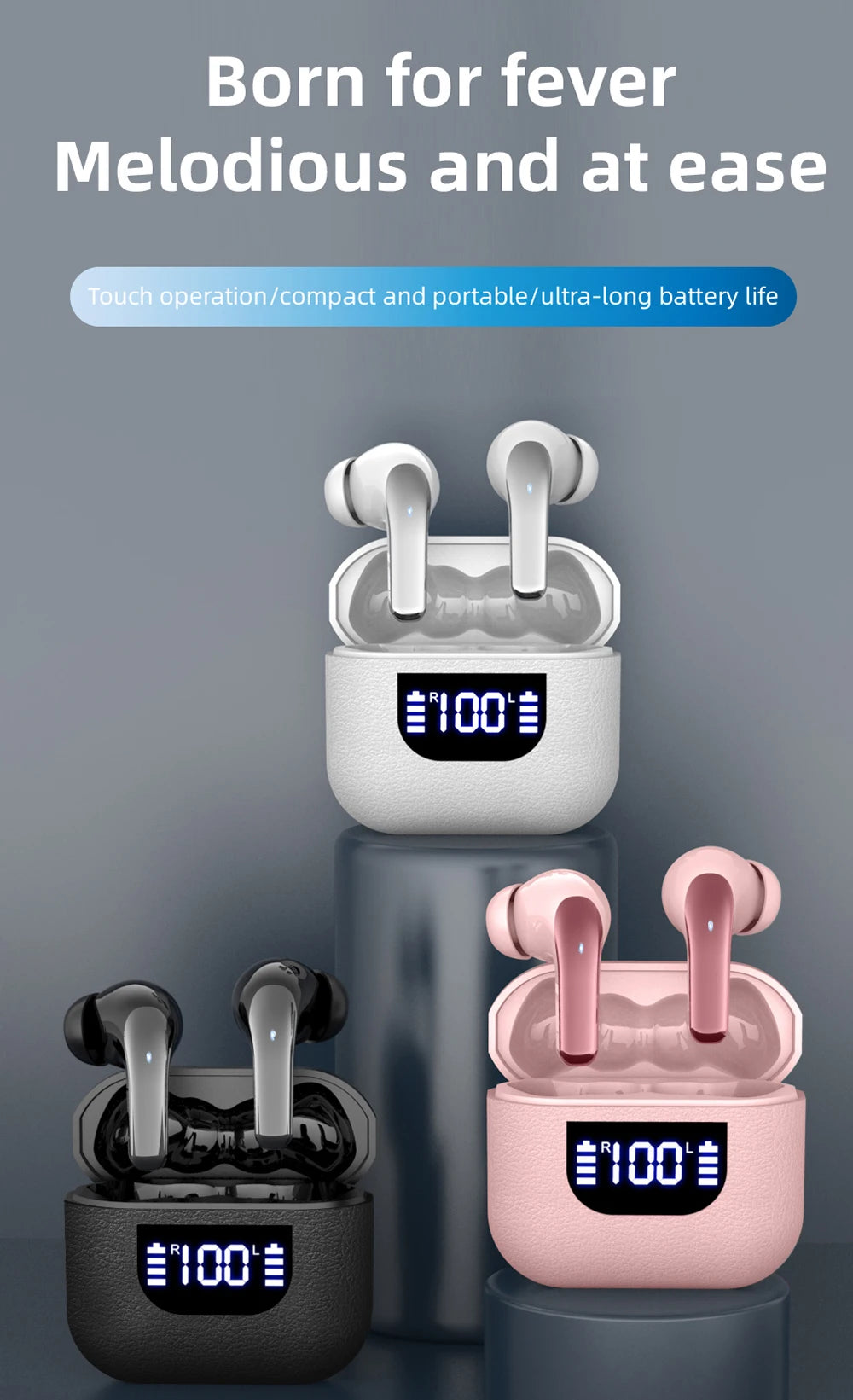K07 Wireless Earphones Bluetooth Active Noice Cancellation Wireless Earbuds Bluetooth 5.3 Headphones TWS with LED Display