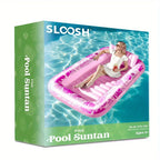 JOYFY Inflatable Tanning Pool Lounger Float 70" x 46" Pool Floats Adult with Pillow Sunbathing Bed Lounge for Summer Water Party