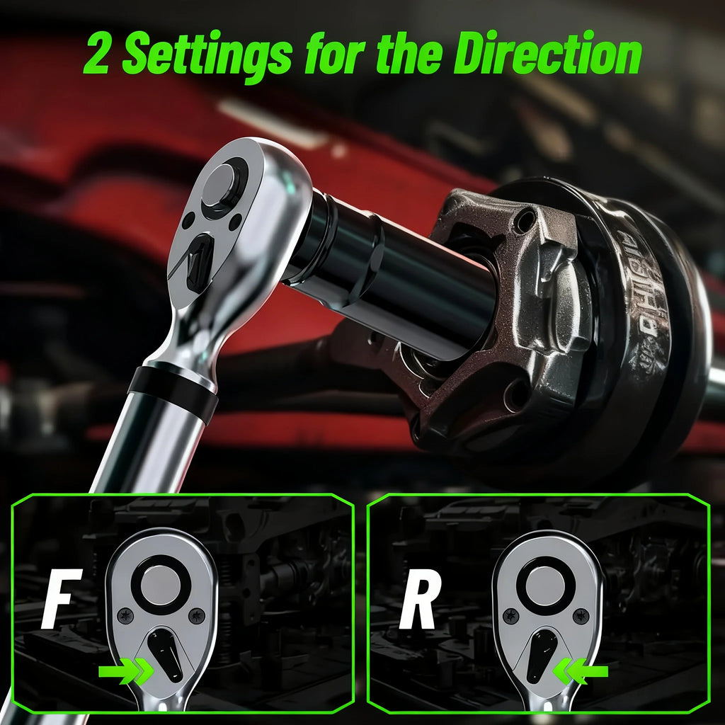 TaskStar 3/8-inch Digital Torque Wrench with 1/4"&1/2" Adapter, Bidirectional Ratchet Head, ±2% Accuracy Electronic Torque Wrench(0-162ft-lbs/0-220N.m), Handheld Wrench Kit For Bicycle/Car/Motorcycle Care, 5 Units of Measure