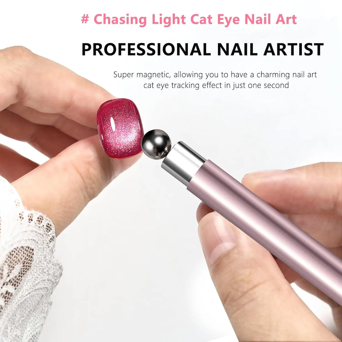 17Pcs Nail Art Nail Magnetic Stick Set Cat Eye Magnetic Ball Aluminum Handle Cylindrical UV Gel Magnet Tools Nail Design Tools