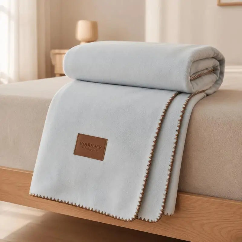 Fall Winter Simple Solid Artificial Lambswool Blanket Thickened Warm Multi-functional Blankets Soft Skin-friendly Cozy Blanket