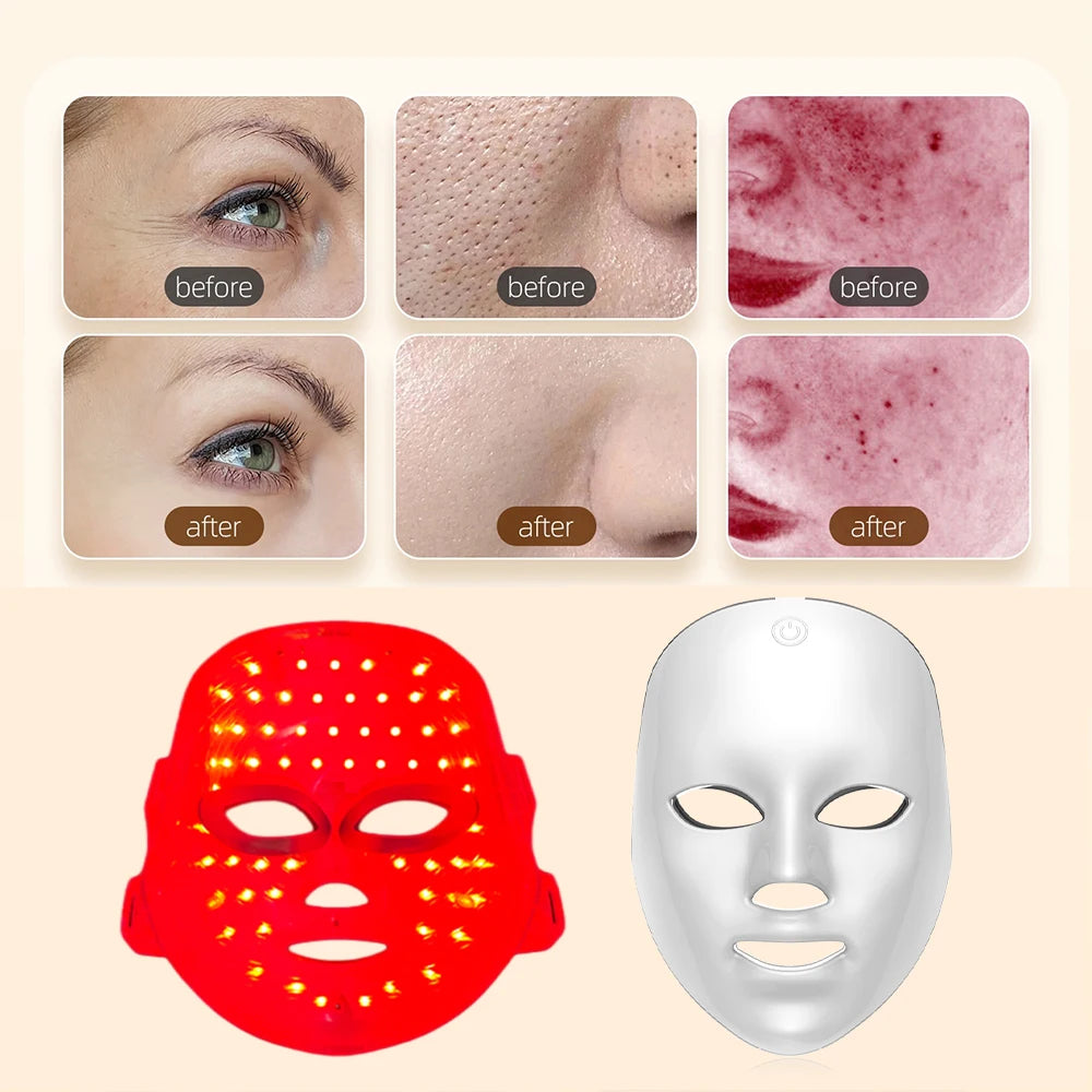 Wireless LED Face Mask 7 Colors Rechargeable Portable Facial Mask Skin Rejuvenation Skin Care Beauty Device