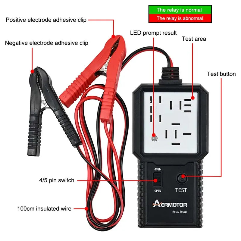 Aermotor 12V -24V Car Relay Tester Electronic Automotive Relay Detector Auto Battery Checker Alternator Analyzer Diagnostic Tool