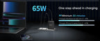 65W GaN Wall Charger with Retractable USB-C Cable, Dual-Port PD 3.0 & QC 4+ / 4.0 Fast Charging for iPhone, Galaxy, Pixel, iPad, Tablets, Nintendo Switch, AirPods