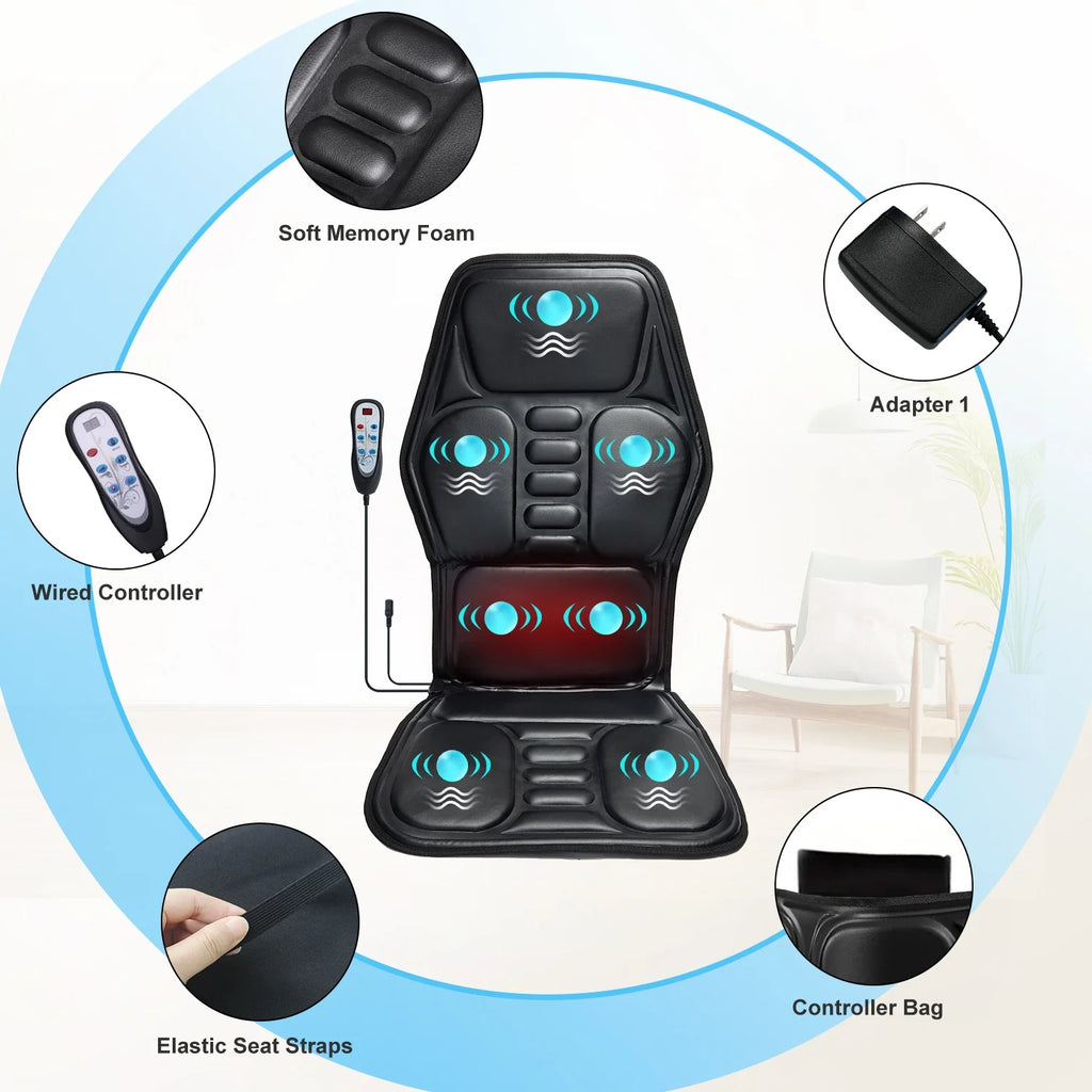 Vibration Back Massager Seat Cushion with Heat,Massage Chair Pad,Chair Massager for Pain Relief at Office/Home,Gifts for Parents