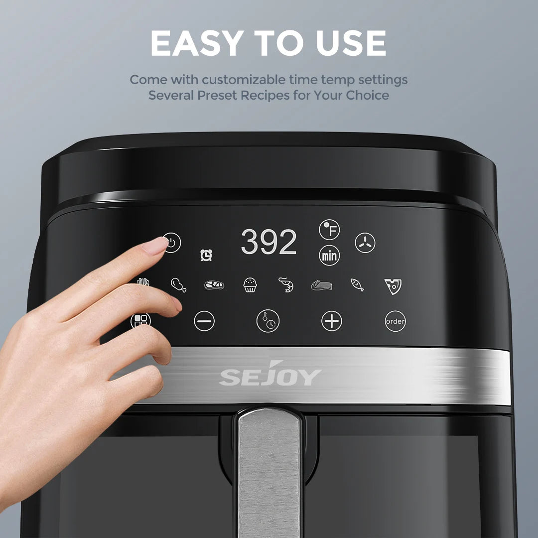 Sejoy Air Fryer 8-in-1,6 Quart Electric Hot Fryer Oven Oilless Cooker,Roast Bake Plus Bake,Dehydrate and Keep Food Warm