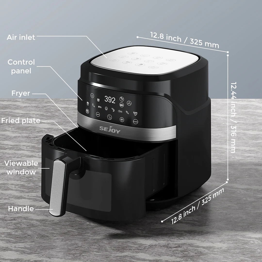 Sejoy Air Fryer 8-in-1,6 Quart Electric Hot Fryer Oven Oilless Cooker,Roast Bake Plus Bake,Dehydrate and Keep Food Warm