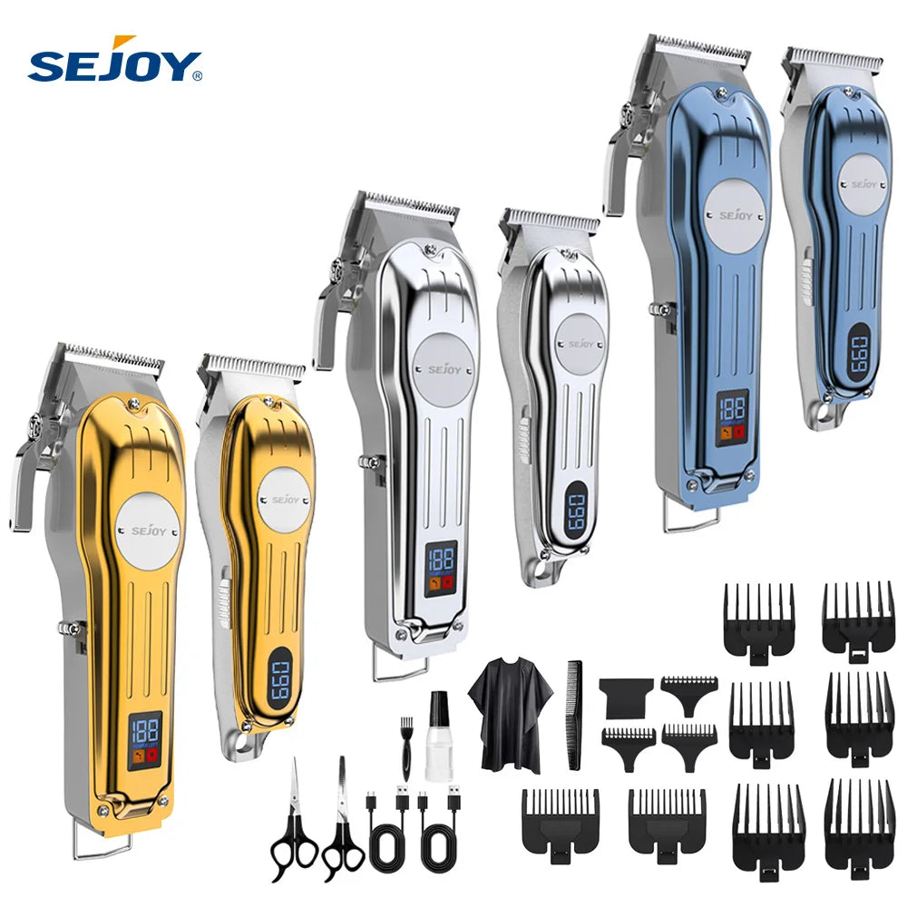 Sejoy Professional Combo Kits Hair Clipper Electric Hair Trimmer Set For Men Rechargeable Cordless Haircut Machine