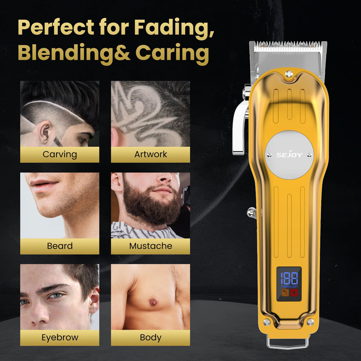 Sejoy Rechargeable Hair Clipper Combo Professional Electric Hair Trimmer Set Cordless Haircut Machine Kits for Barber