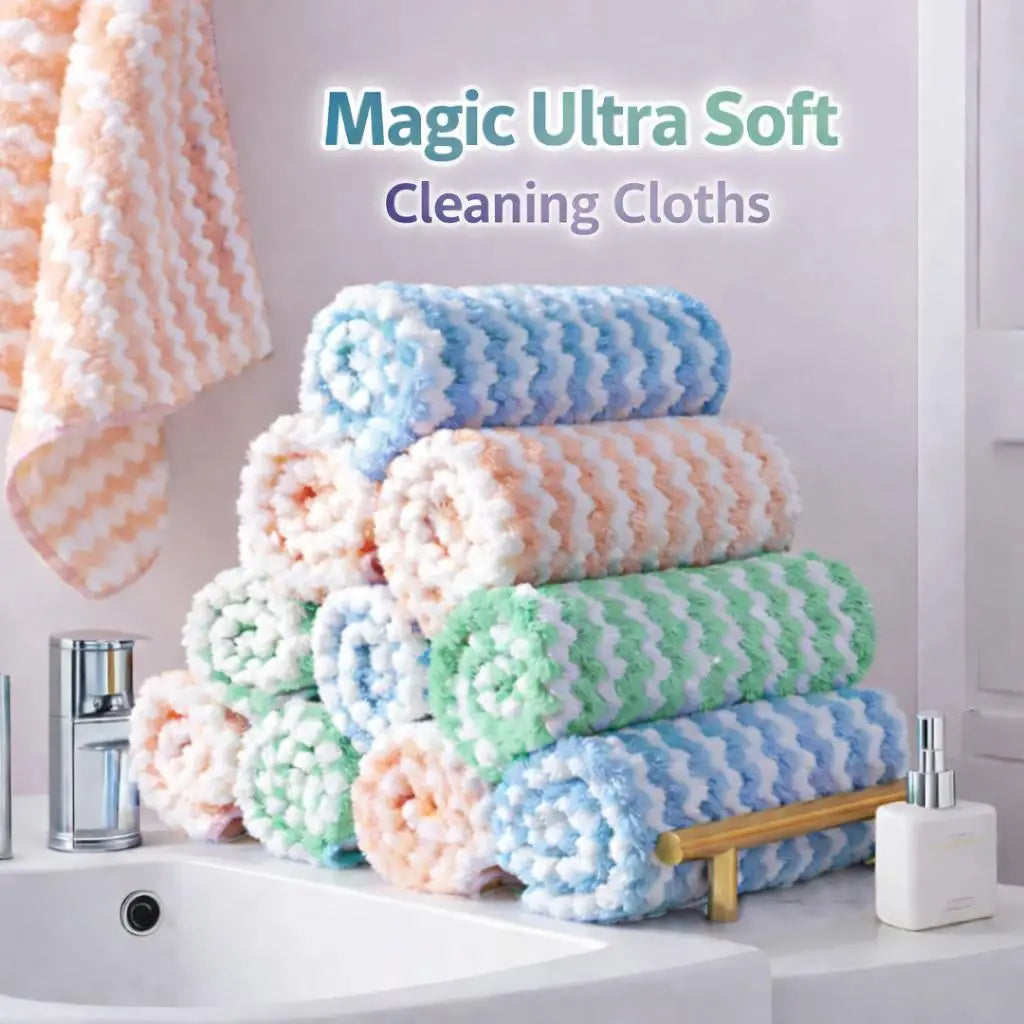 30-pack Non-stick, Sewage-resistant, Corrugated Microfiber Kitchen Cloths - Household Cleaning Cloths
